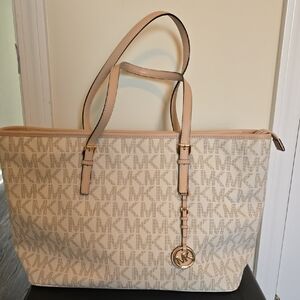 Michael Kors Beige and Tan Logo Tote